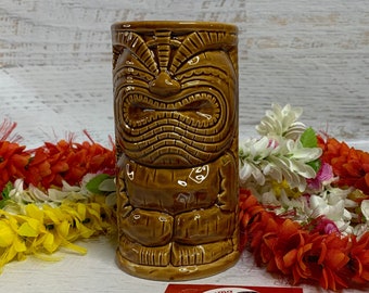 Vintage Tiki Mug - Health & Happiness Tiki - Brown - Ceramic - 18 Fluid Ounces - Made In 2000 - New In Box