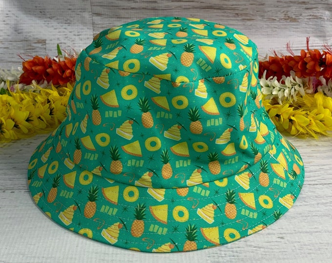 Canvas Bucket Hat - Pineapple Party - Summer Hat - Tiki Hat - Luau - Beachcomber Hat