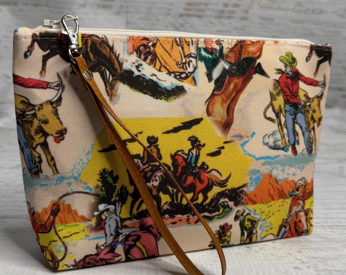 Rodeo TV Cowboys - Clutch - Zipper Pouch - Wristlet - Travel Bag - Western - Country - Desert Cactus - Old West - Ranch