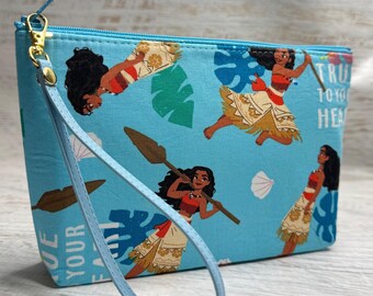 Moana True to Your Heart - Cotton Woven Zippered Clutch Pouch Wristlet