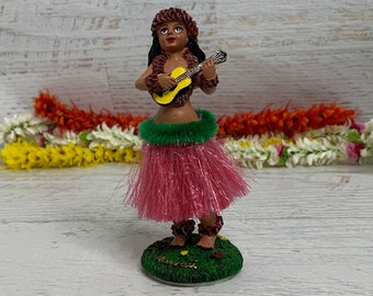 Large Size Dashboard Hula Doll - Sweet KeAloha - Ukulele - Resin - Plastic Skirt - Tiki Bar - Assorted Color Skirts - New In Box