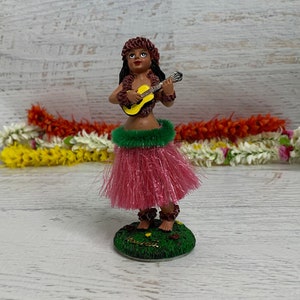 Large Size Dashboard Hula Doll - Sweet KeAloha - Ukulele - Resin - Plastic Skirt - Tiki Bar - Assorted Color Skirts - New In Box