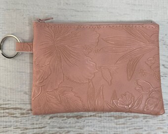 Paniola - Pink - Coin Purse - Keychain - Wallet - Key Fob - Key Ring - Floral - Aloha Print - Hawaiian Print