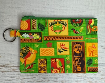 Birds Sing Words - Cotton Canvas - Coin Purse - Keychain - Wallet - Key Fob - Key Ring - Aloha Print - Hawaiian Print - Tiki Room