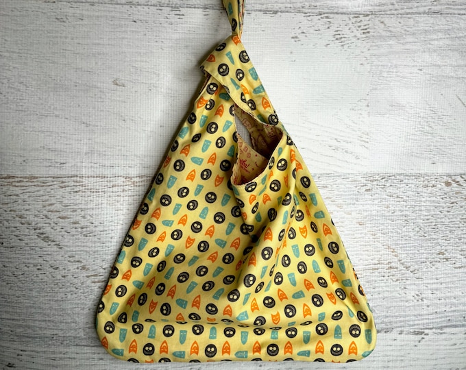 Nightmare Collage - Reversible - Large Japanese Knot Bag - Shopping Tote - Farmers Market Bag - Cotton Tote Bag