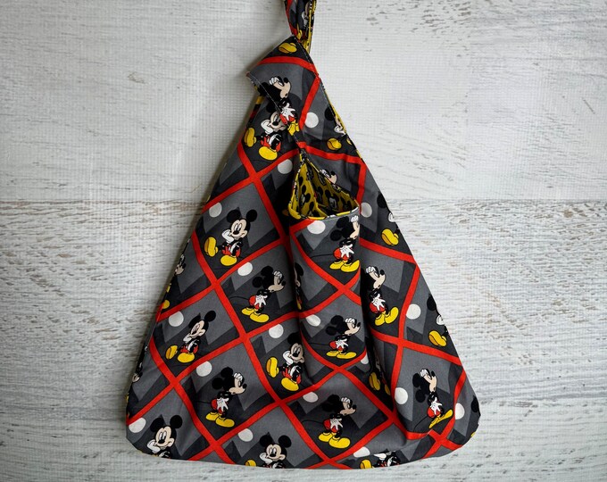 Mickey Diamonds - Reversible - Large Japanese Knot Bag - Shopping Tote - Farmers Market Bag - Cotton Tote Bag