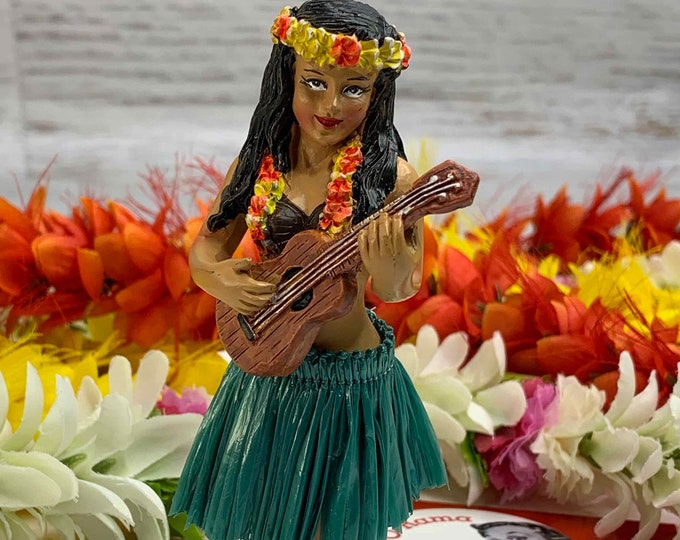 MINI Dashboard Hula Doll - Namele With Ukulele - Resin - Tiki Bar - New In Box