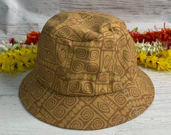 Canvas Bucket Hat - Island Tiki - Summer Hat - Tiki Hat - Luau - Beachcomber Hat