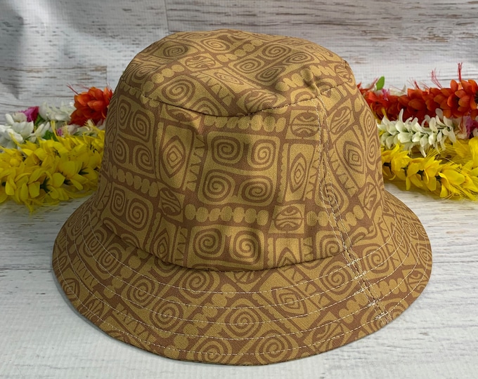 Canvas Bucket Hat - Island Tiki - Summer Hat - Tiki Hat - Luau - Beachcomber Hat