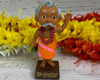 MINI Dashboard Hula Doll - Uncle Menehune -  The Menehune of Hawaii United Airlines Mascot - Resin - Tiki Bar - New In Box