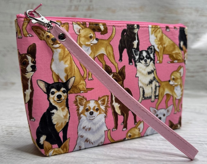 Ay Chihuahua - Cotton Woven Zippered Clutch Pouch Wristlet