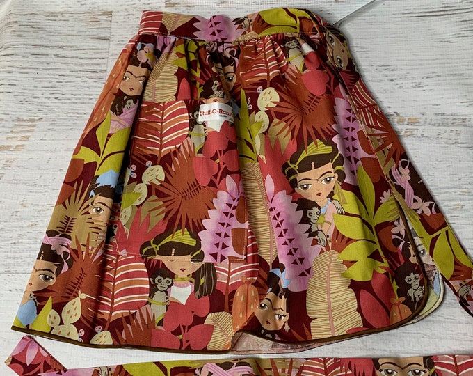 Ella Con Changos - Frida - Half Apron - Vintage Pin Up Skirt Style - One Size Fits All - Size 0 to 4X