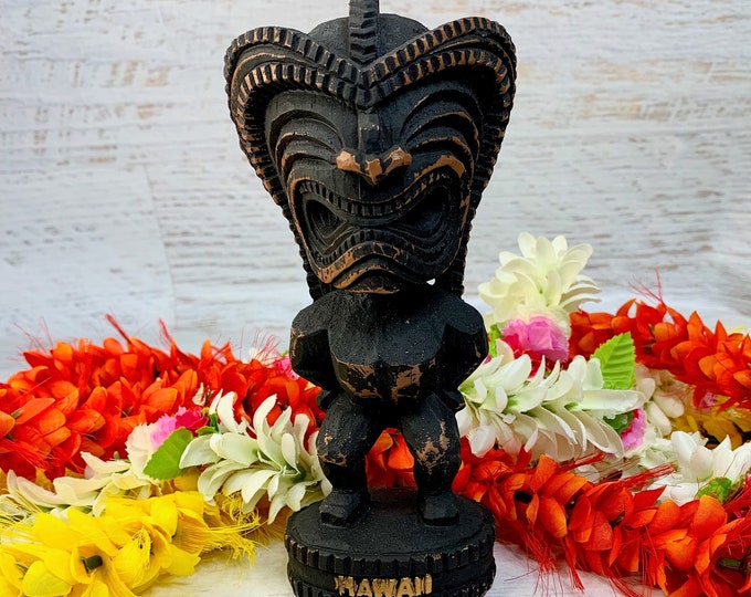 Vintage Tiki Figurine - Hawaiian God of Luck - 7" - Hapawood Resin - New In Box