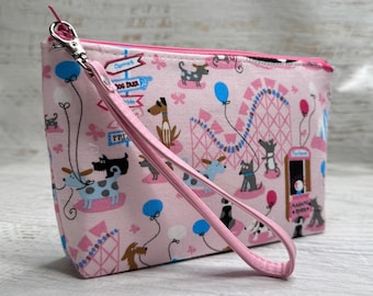 Carnival Dogs - Cotton Woven Zippered Clutch Pouch Wristlet