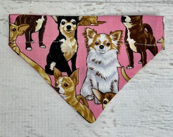 Chihuahua -  Pink - Dog Cat Pet Bandana - Over the Collar - Tropical - Aloha Print - Sizes XS to XL - Dog Accessories - Neckwear