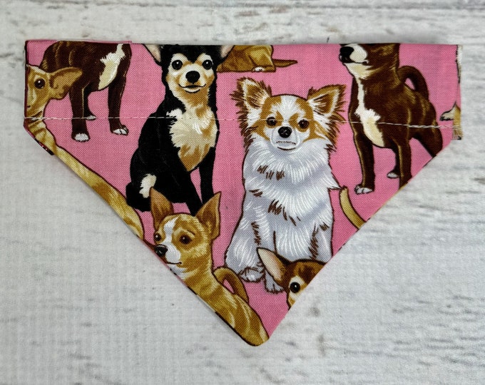 Chihuahua -  Pink - Dog Cat Pet Bandana - Over the Collar - Tropical - Aloha Print - Sizes XS to XL - Dog Accessories - Neckwear