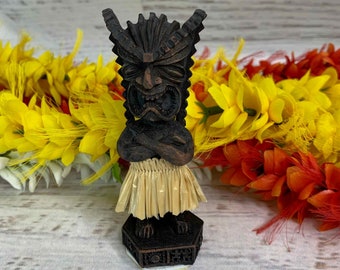 Vintage MINI Dashboard Hula Doll - Tiki God of Fortune (Money) - Resin - Tiki Bar - New In Box