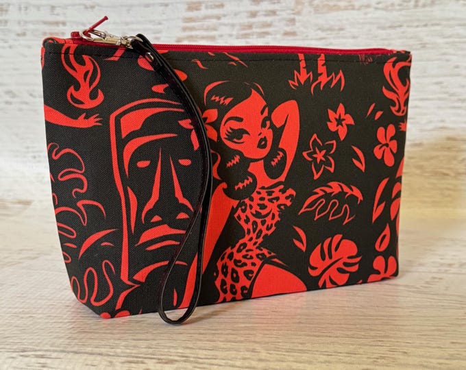 Miss Fluff - Tiki Temptress - Zipper Pouch Clutch Wristlet