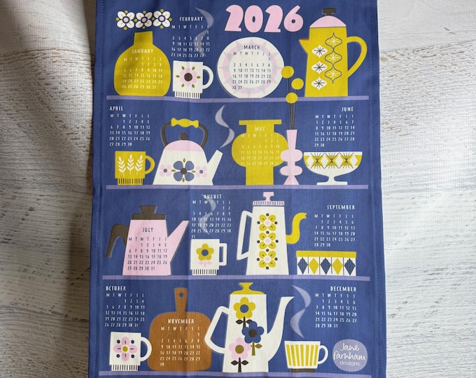 Retro Kitchen - 2026 Tea Towel Calendar - Linen Cotton Canvas