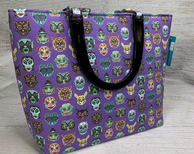 Halloween Masks - Tote Bag - Purse - Handbag - Crossbody - Monsters - Frights - Retro Halloween