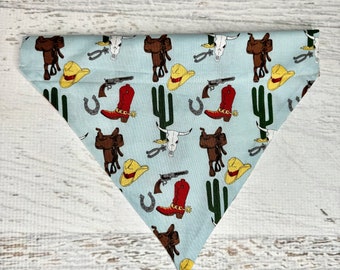 Western Desert Cowboy - Dog Cat Pet Bandana - Over the Collar - Tropical - Aloha Print - Sizes XS through XL - Dog Accessories - Neckwear
