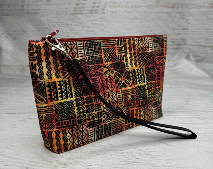 Tiki Tapa - Clutch - Zipper Pouch - Wristlet - Retro Hawaiian Print - Aloha Print - Hawaii Travel Bag - Tiki