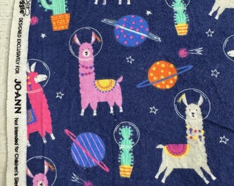 Remnant Fabrics | Llamas in Space Cotton FLANNEL