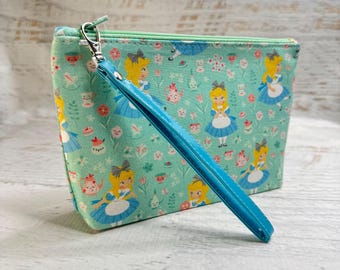 Alice In Wonderland - Cotton Woven Clutch Pouch Wristlet