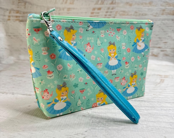 Alice In Wonderland - Cotton Woven Clutch Pouch Wristlet