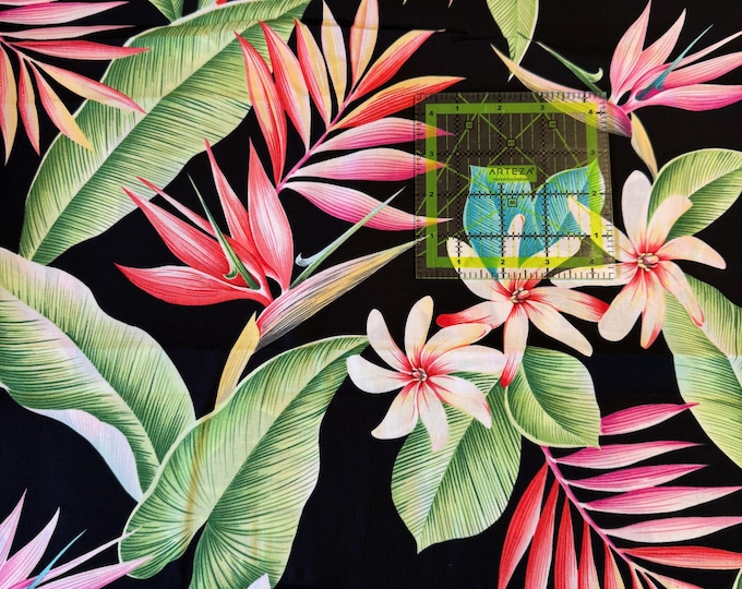 Hawaiian Fabrics - 39 - Hawaiian Flowers - Aloha Print - Trans-Pacific Fabrics - Cotton Print - Floral - Tropical - Tiare - Bird of Paradise