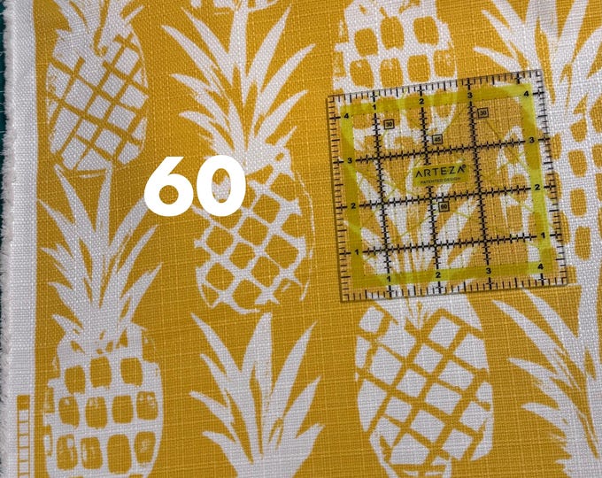 Hawaiian Fabrics - 60 - Hawaiian Aloha Print - Outdoor Fabric - Premier Prints Fabrics - Canvas - Water Resistant - Yellow - Pineapples