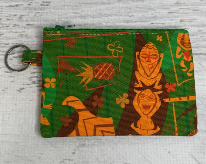 Tropical Serenade - B-Rex  - Cotton Canvas - Coin Purse - Keychain - Wallet - Key Fob - Key Ring - Aloha - Hawaiian Print - Tiki Room