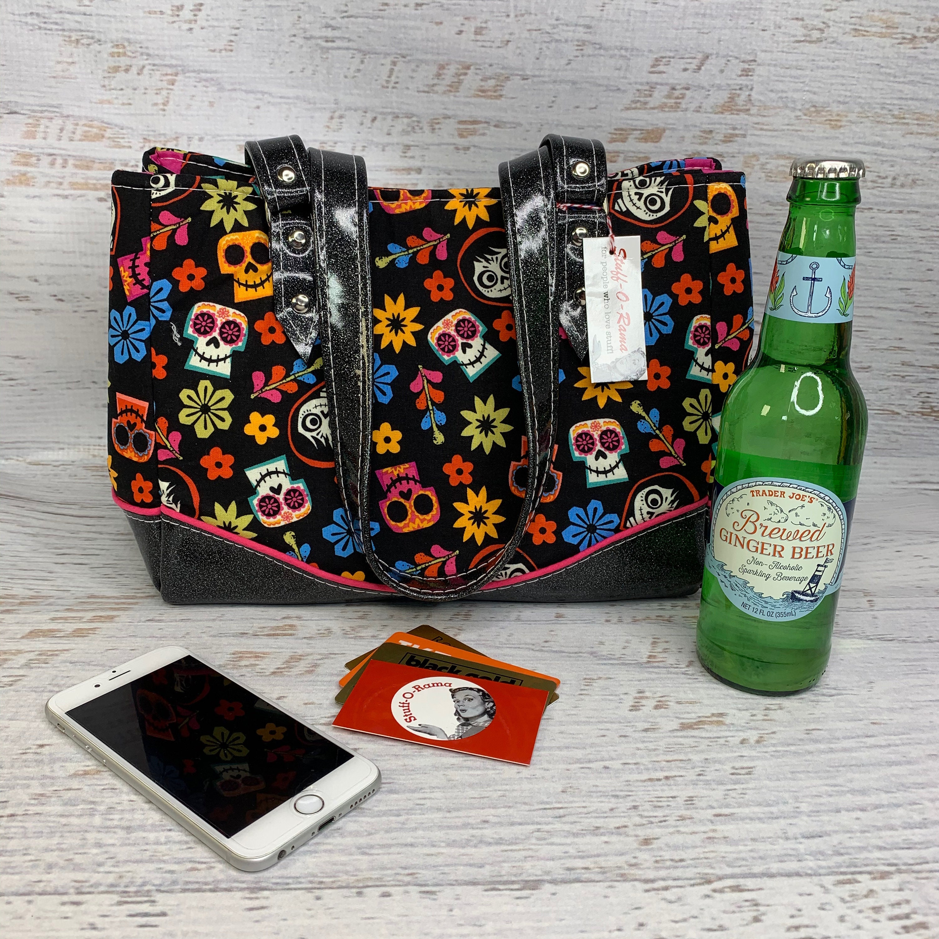 Coco - Black - Glitter Vinyl Shoulder Bag - Handbag Purse - Bag - Day of  the Dead - Dias de los Muertos - Disney Officially Licensed Fabric