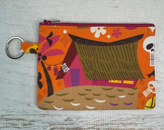 Hulaween MidCentury Style - Cotton Canvas - Coin Purse - Keychain - Wallet - Key Fob - Key Ring - Aloha - Hawaiian Print