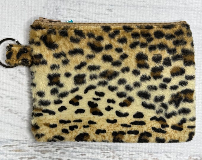 Leopard - Animal Print - Faux Fur - Coin Purse - Keychain - Wallet - Key Fob - Key Ring - Cheetah - Big Cat - Fake Fur - Fuzzy