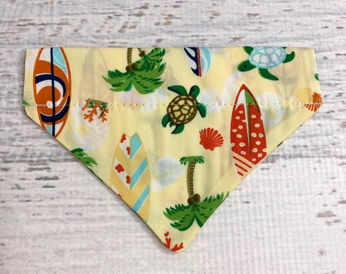 Honu and Surfboards - Dog Cat Pet Bandana - Over the Collar - Tropical - Aloha Print - Sizes XS through XL - Dog Accessories - Neckwear