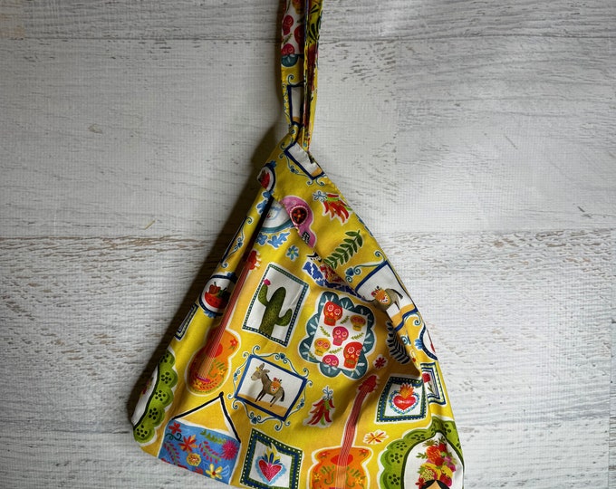 Viva Mexico - Reversible - Large Japanese Knot Bag - Shopping Tote - Farmers Market Bag - Reusable Bag