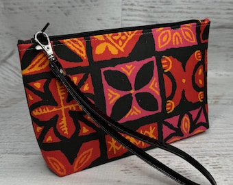 UA Tapa Cloth - Clutch - Zipper Pouch - Wristlet - Retro Hawaiian Print - Travel Bag - Tiki - Aloha Print - Tiki Bar