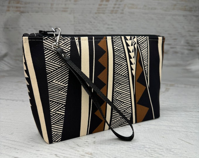 Tribal Tapa - Clutch - Zipper Pouch - Wristlet - Retro Hawaiian Print - Aloha Print - Travel Bag - Tiki