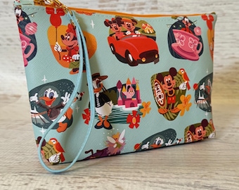 Retro Lands - Vinyl Zipper Pouch Clutch Wristlet