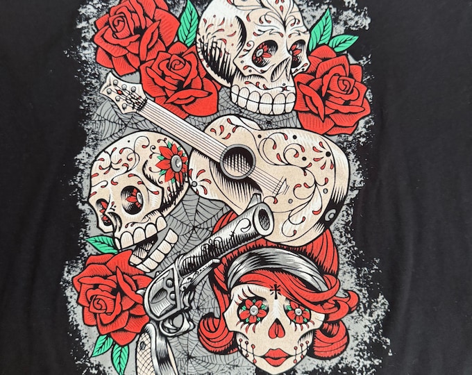 VINTAGE Graphic T-shirt Muertocorrido By Joby Cummings Women’s XL Day of the Dead