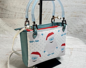 Bumble - Vinyl & Eco Canvas Handbag with Bamboo Handles and Crossbody Strap