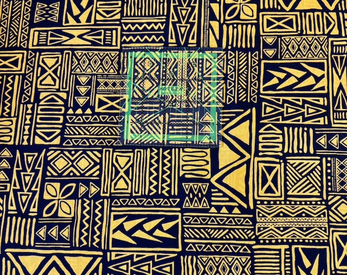 Hawaiian Fabrics - 41 - Tribal Tapa Tattoo - Black - Yellow - Aloha Print - Trendtex Fabrics - Polyester Cotton Blend - Tropical
