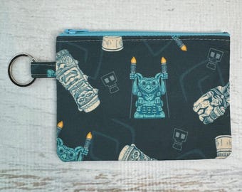 Spooky Haunted Tiki Mug Ghosts - Cotton Canvas - Coin Purse - Keychain - Wallet - Key Fob - Key Ring - Spooky - Halloween - Haunted Mansion