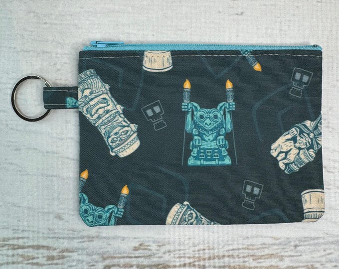 Spooky Haunted Tiki Mug Ghosts - Cotton Canvas - Coin Purse - Keychain - Wallet - Key Fob - Key Ring - Spooky - Halloween - Haunted Mansion