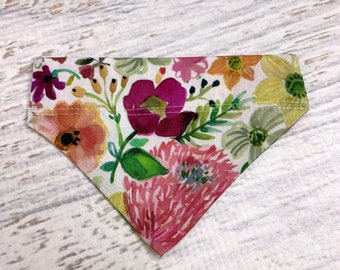 Garden Floral - Dog Cat Pet Bandanna - Over the Collar - Tropical - Aloha Print - Sizes XS through XL - Dog Accessories - Neckwear