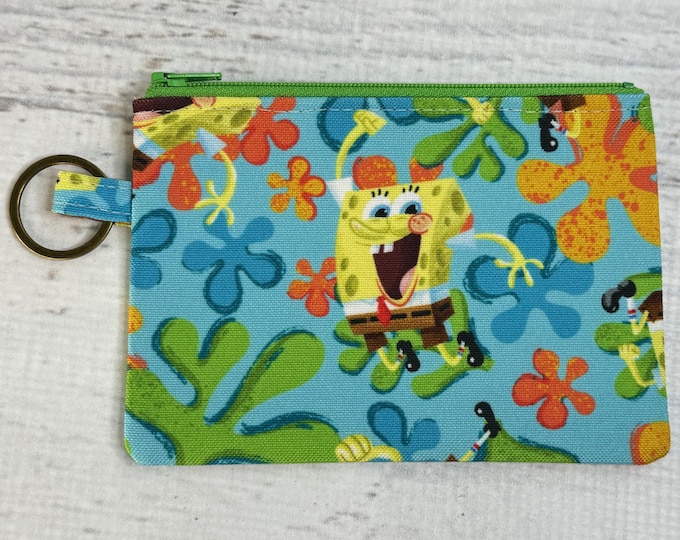 Sea Sponge Tropical Toss - Eco Canvas Coin Purse Fob Keychain Wallet