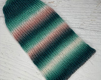 Knit Hat - Ocean Jasper - Glitter Stripes - toque - beanie - stocking cap - adult - toddler - teal pink cream - with or without Pom Pom