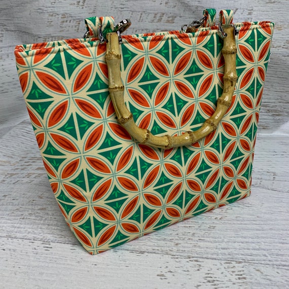 Green Tapa Cloth - Tote Bag - Purse - Handbag - Crossbody