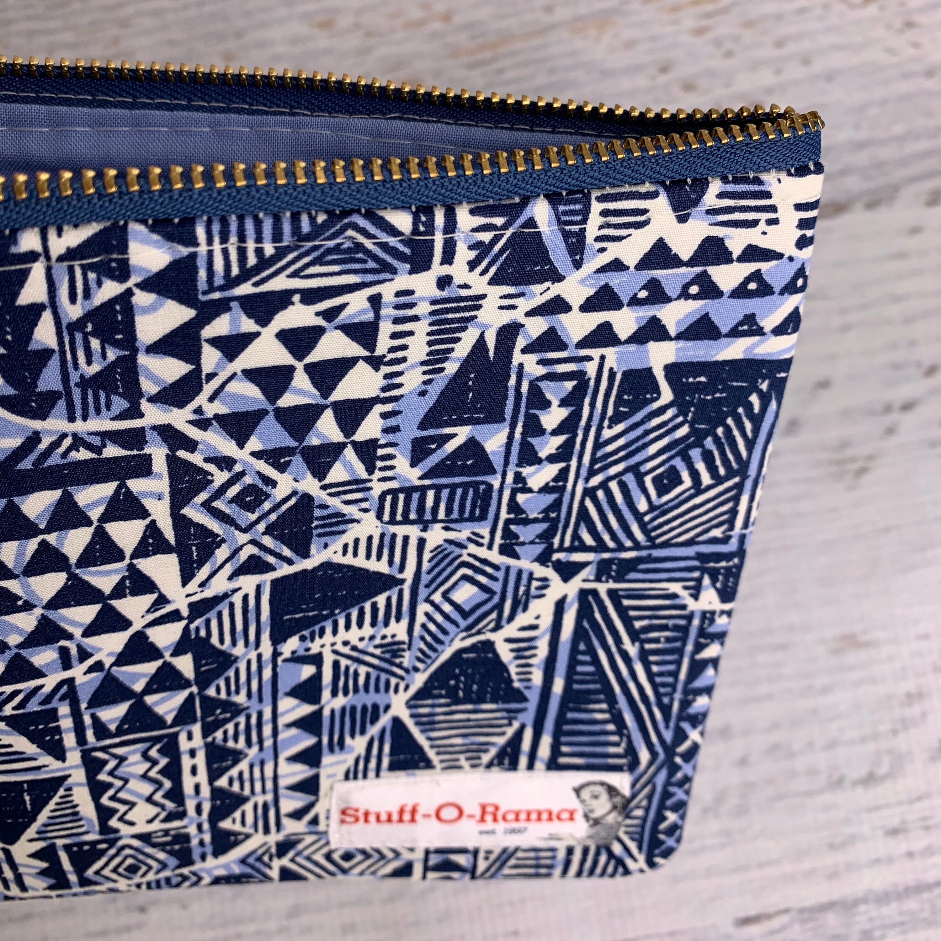 Navy Blue Tapa Cloth Hawaiian Aloha Print Clutch Wallet Wristlet